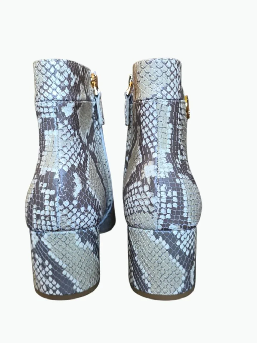 Ralph Lauren Wynne II Snake Print Leather Ankle Boots 10B Python Block Heel NIB